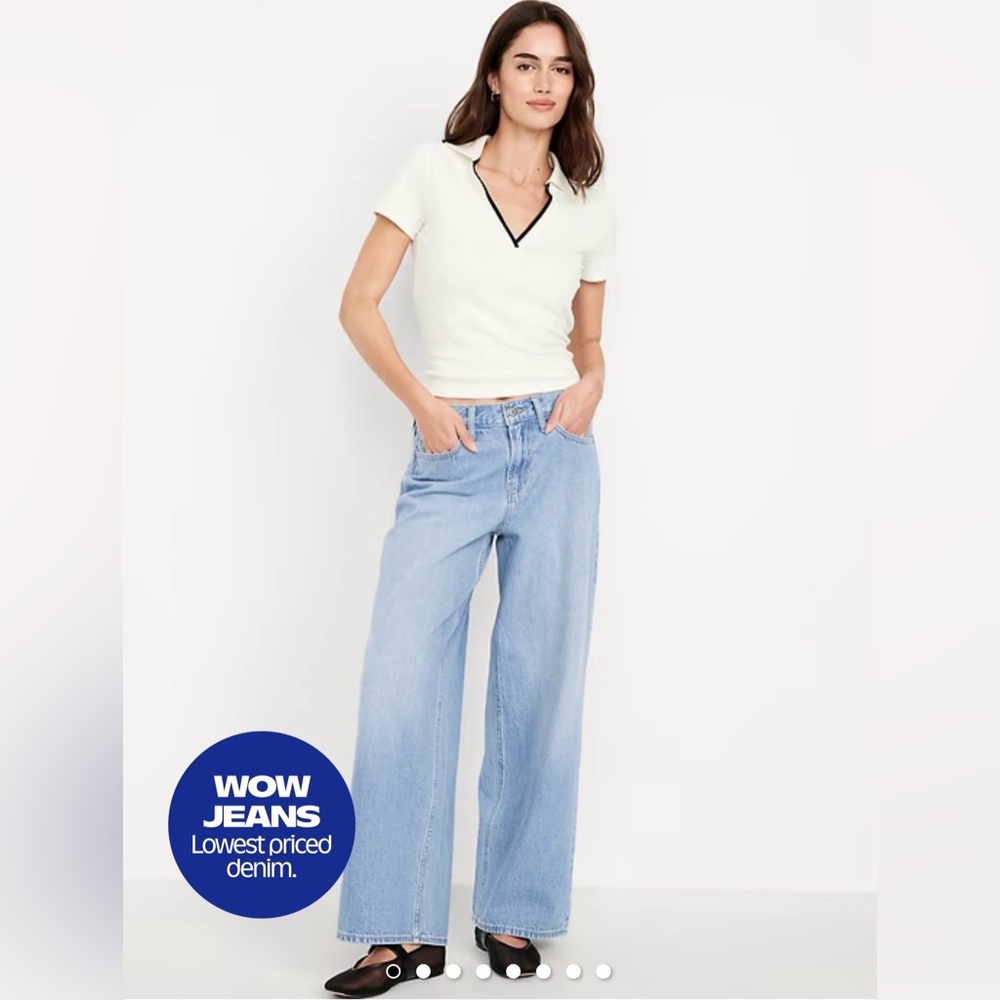 Old Navy Mid Rise WOW Baggy Wide Leg Jeans, Size 14